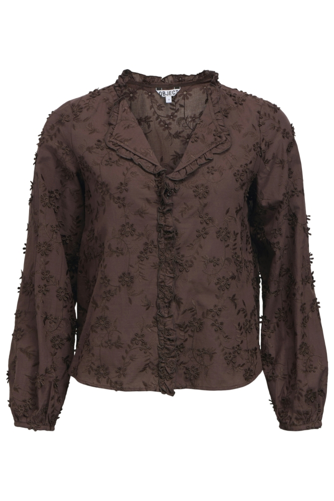 Object bruine dames blouse | Vooraanzicht
