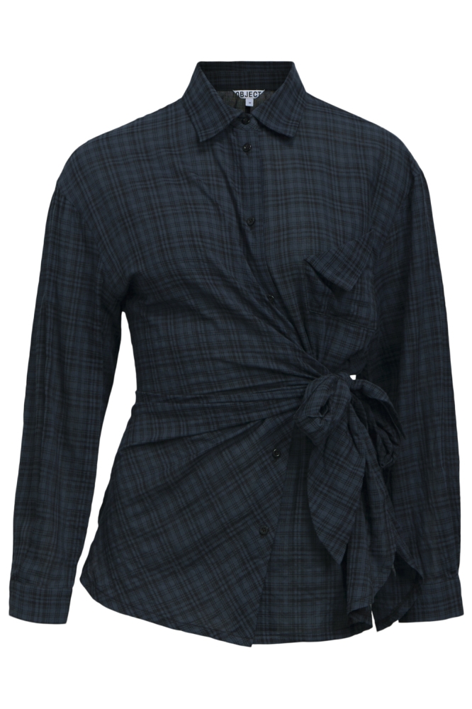 Object blauwe dames blouse | Vooraanzicht