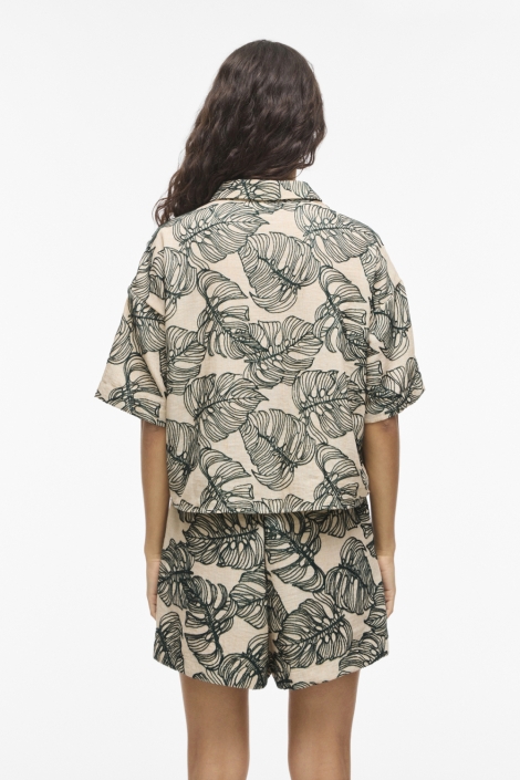 Vila beige dames blouse | Model achteraanzicht