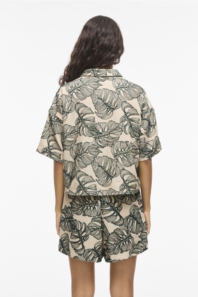 Vila beige dames blouse | Model achteraanzicht