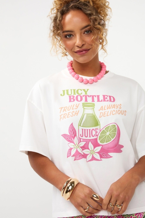 Ydence witte dames t-shirt | Close up