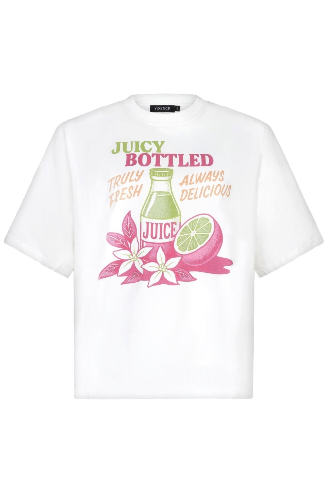 Ydence witte dames t-shirt | Vooraanzicht