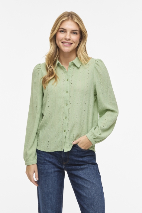 Vila groene dames blouse | Model vooraanzicht