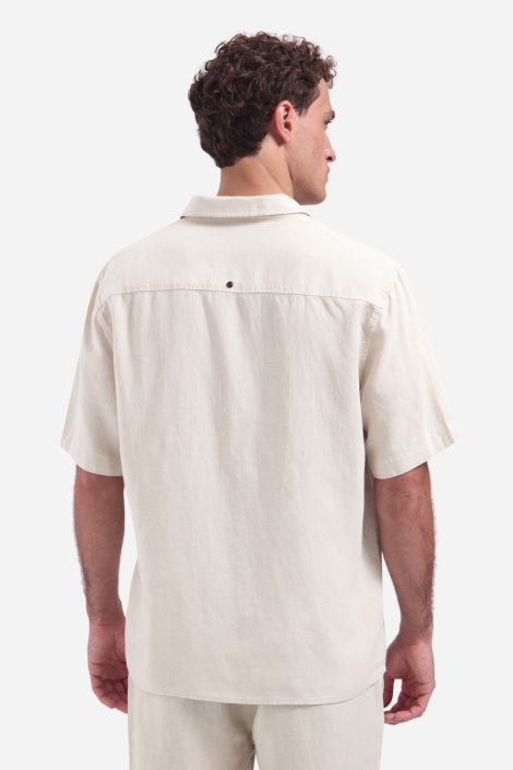 NO-EXCESS beige heren overhemd | Model achteraanzicht