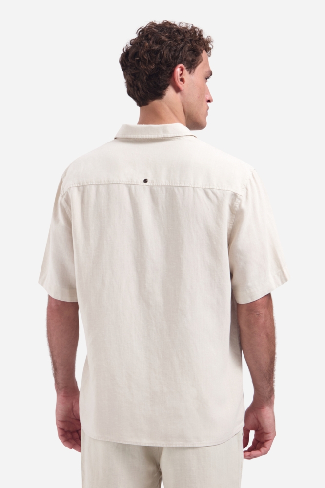 NO-EXCESS beige heren overhemd | Model achteraanzicht