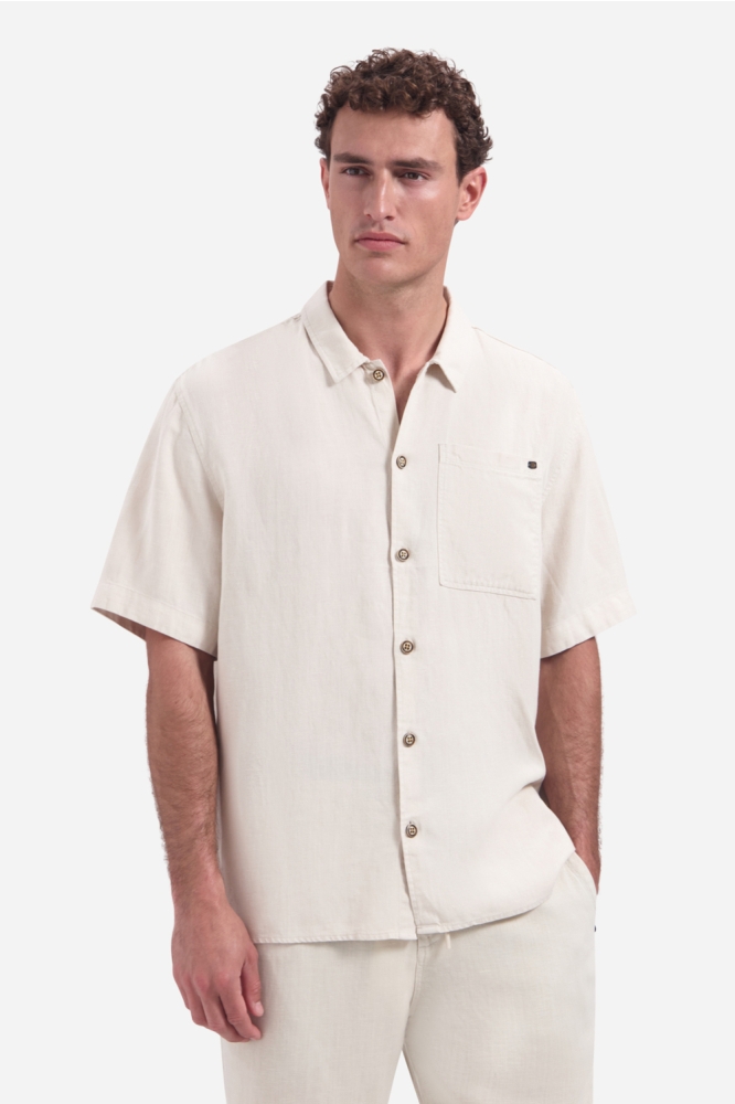 NO-EXCESS beige heren overhemd | Model vooraanzicht