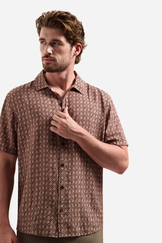 NO-EXCESS roze heren overhemd | Model vooraanzicht