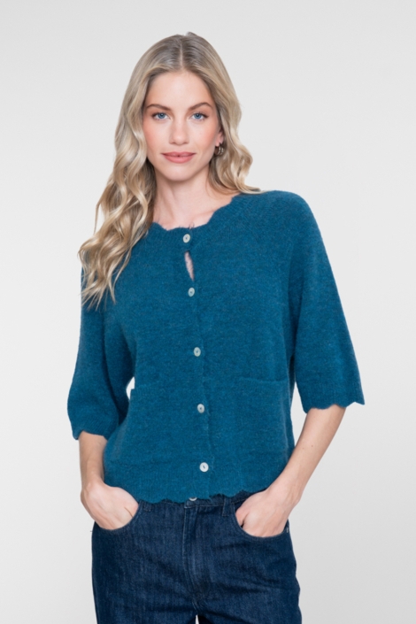 Geisha blauwe dames vest | Model vooraanzicht