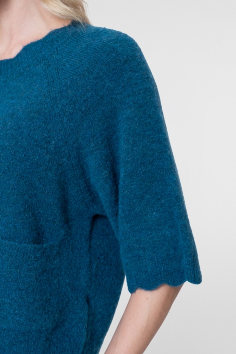 Geisha blauwe dames vest | Close up