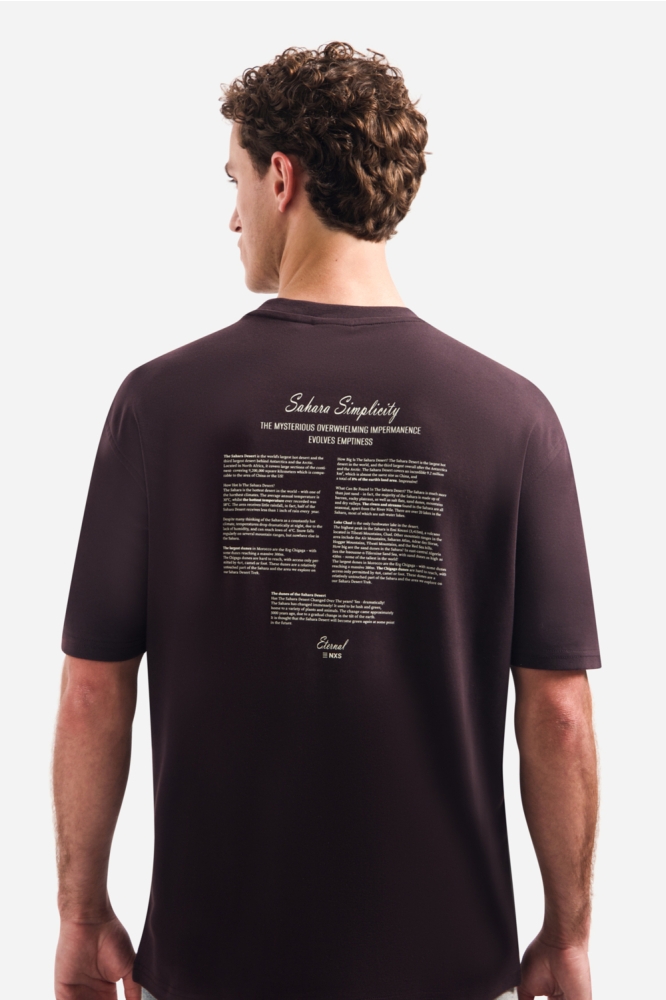 NO-EXCESS bruine heren t-shirt | Model achteraanzicht