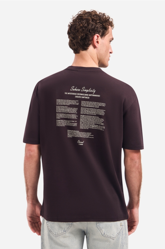 NO-EXCESS bruine heren t-shirt | Model achteraanzicht