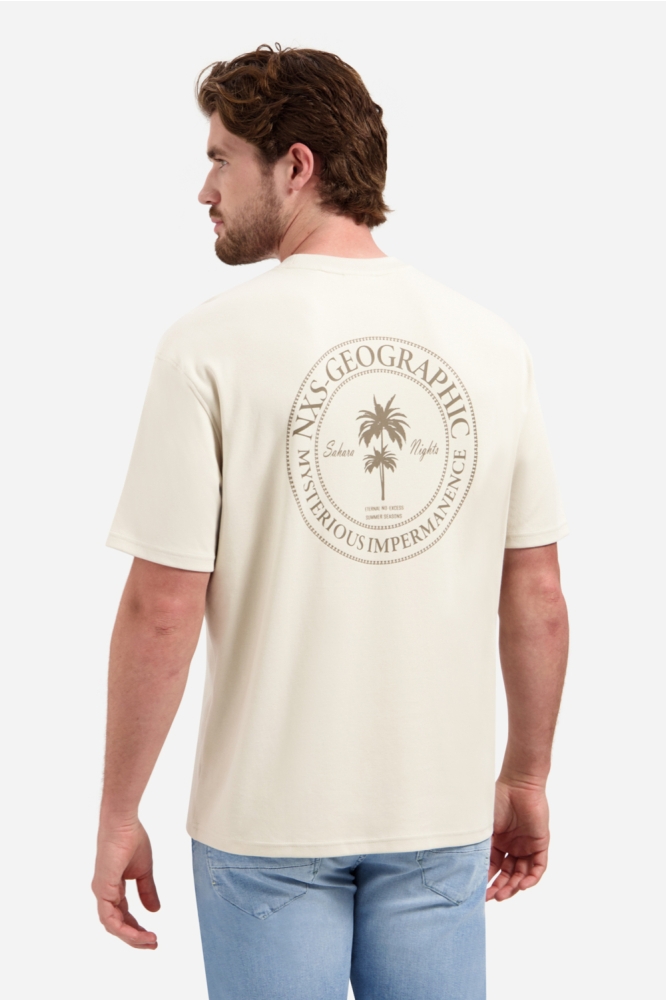NO-EXCESS beige heren t-shirt | Model achteraanzicht