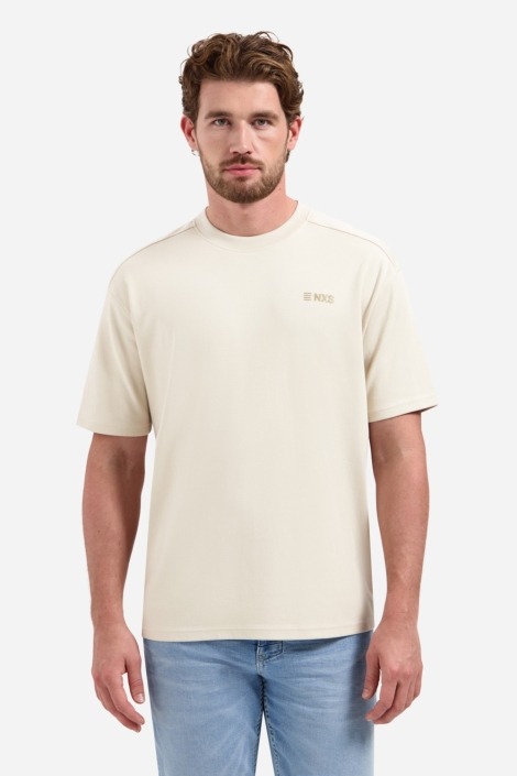 NO-EXCESS beige heren t-shirt | Model vooraanzicht