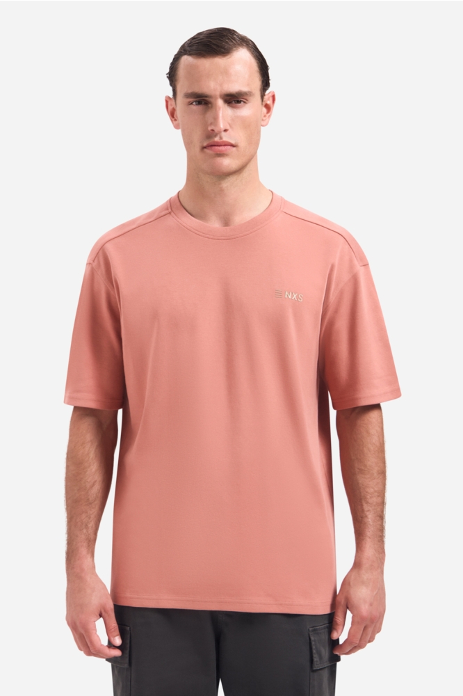 NO-EXCESS roze heren t-shirt | Model vooraanzicht