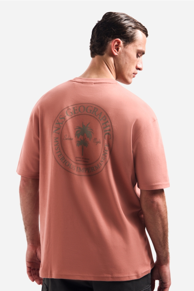NO-EXCESS roze heren t-shirt | Model achteraanzicht