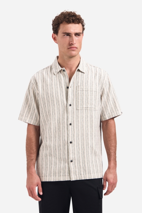 NO-EXCESS beige heren overhemd | Model vooraanzicht