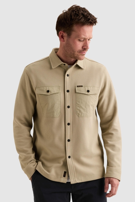 PME legend beige heren overhemd | Model vooraanzicht