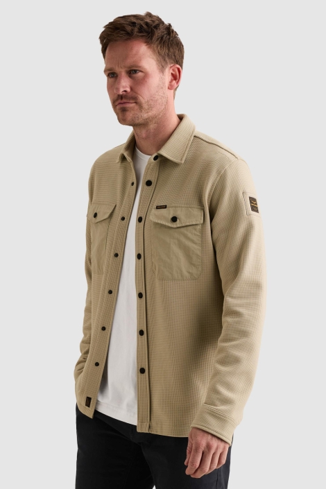 PME legend beige heren overhemd | Model zijaanzicht