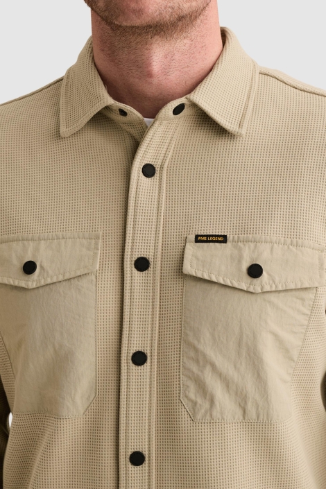 PME legend beige heren overhemd | Close up