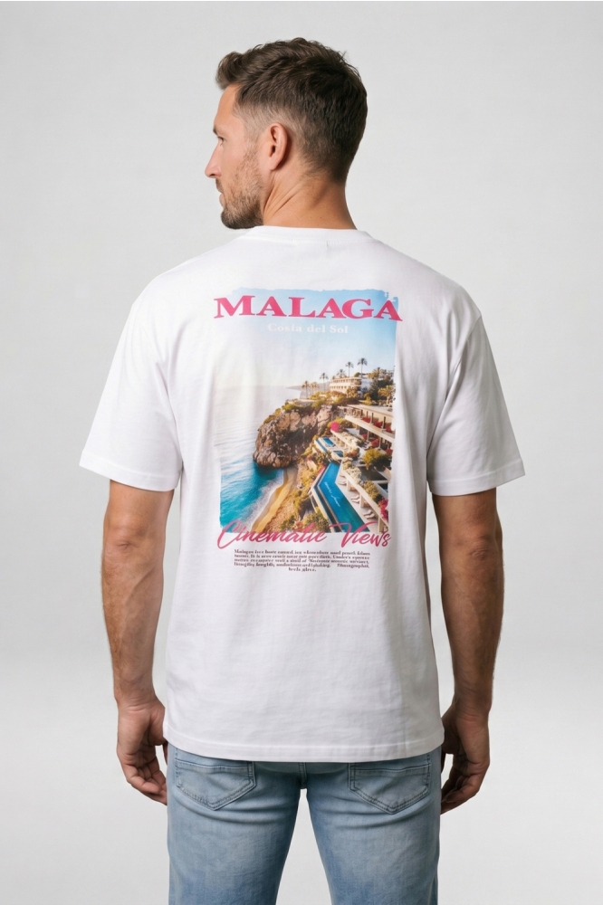 Cars witte heren t-shirt | Model achteraanzicht