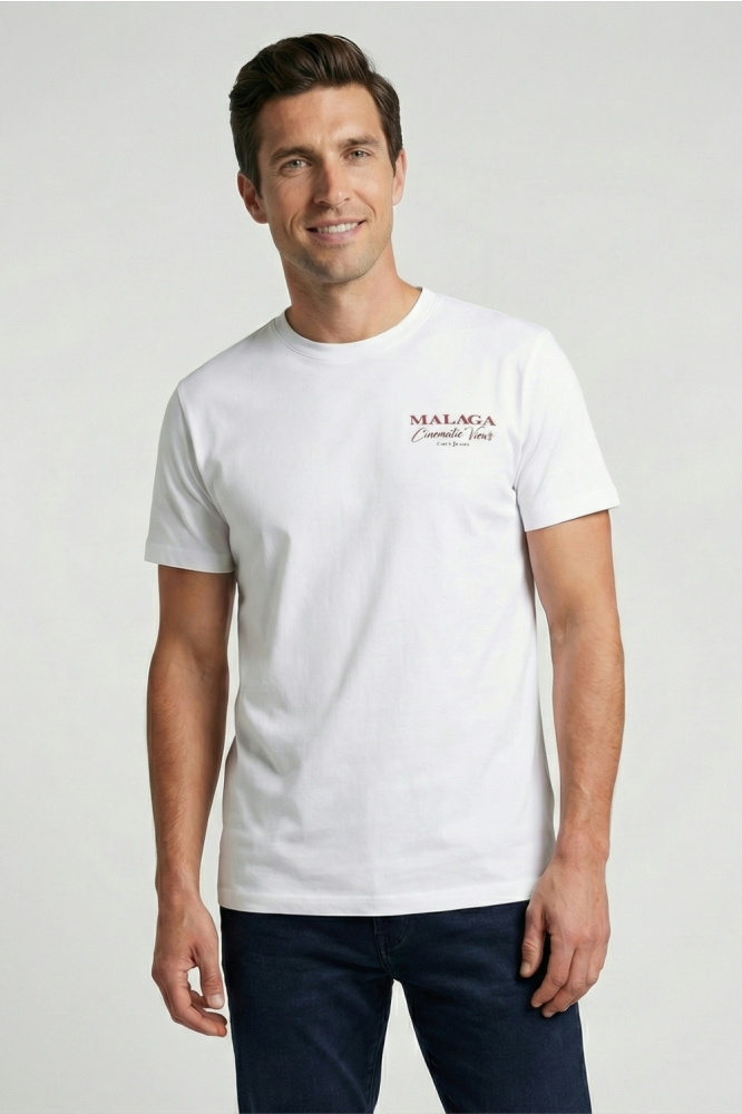 Cars witte heren t-shirt | Model vooraanzicht