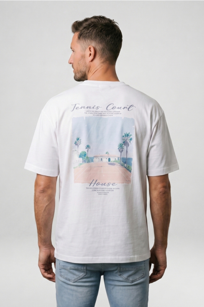Cars witte heren t-shirt | Model achteraanzicht