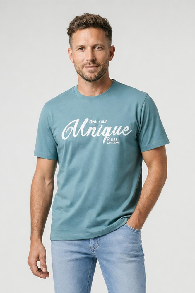 Cars groene heren t-shirt | Model vooraanzicht