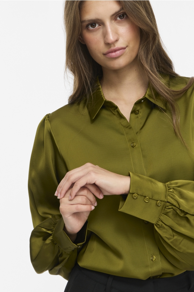 Vila groene dames blouse | Close up