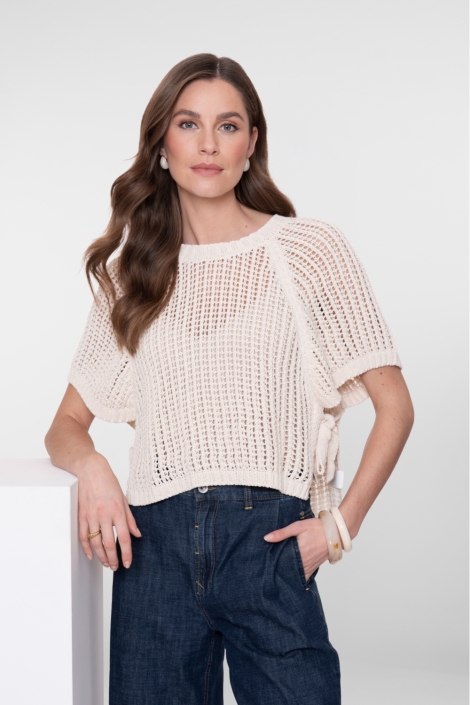 Geisha beige dames trui | Model vooraanzicht