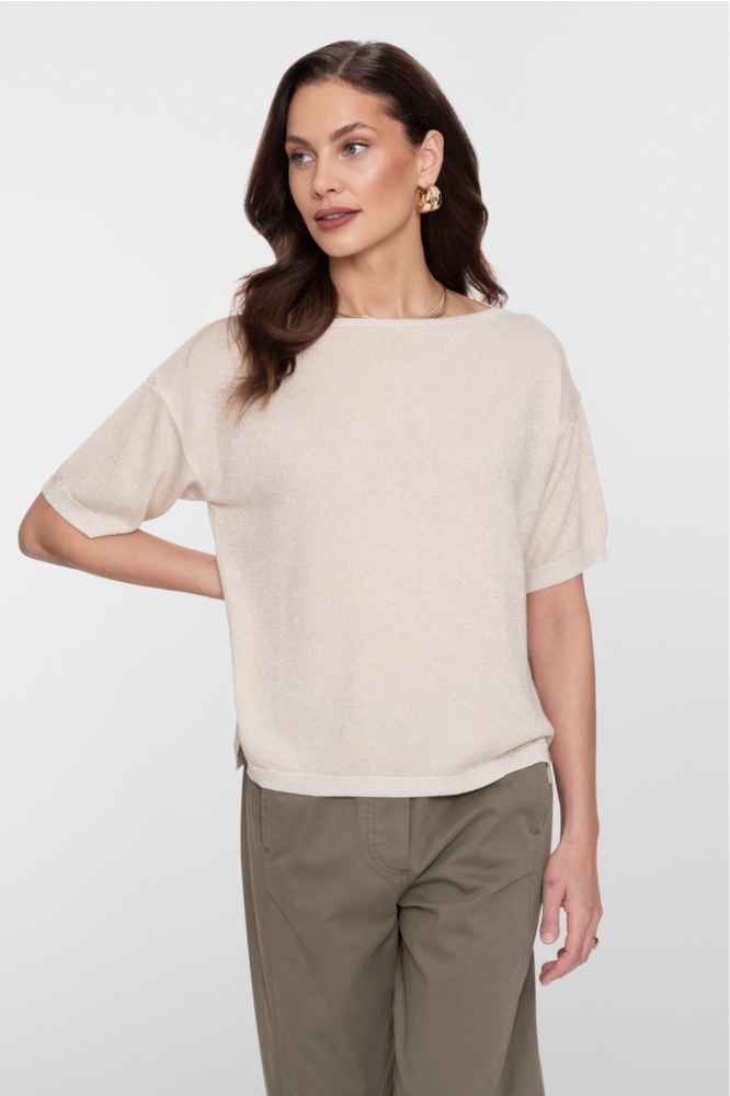 Geisha beige dames trui | Model vooraanzicht