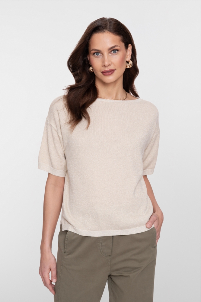 Geisha beige dames trui | Model vooraanzicht