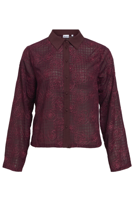 Object bordeaux dames blouse | Vooraanzicht