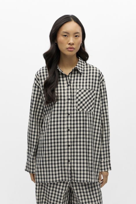Object beige dames blouse | Model vooraanzicht