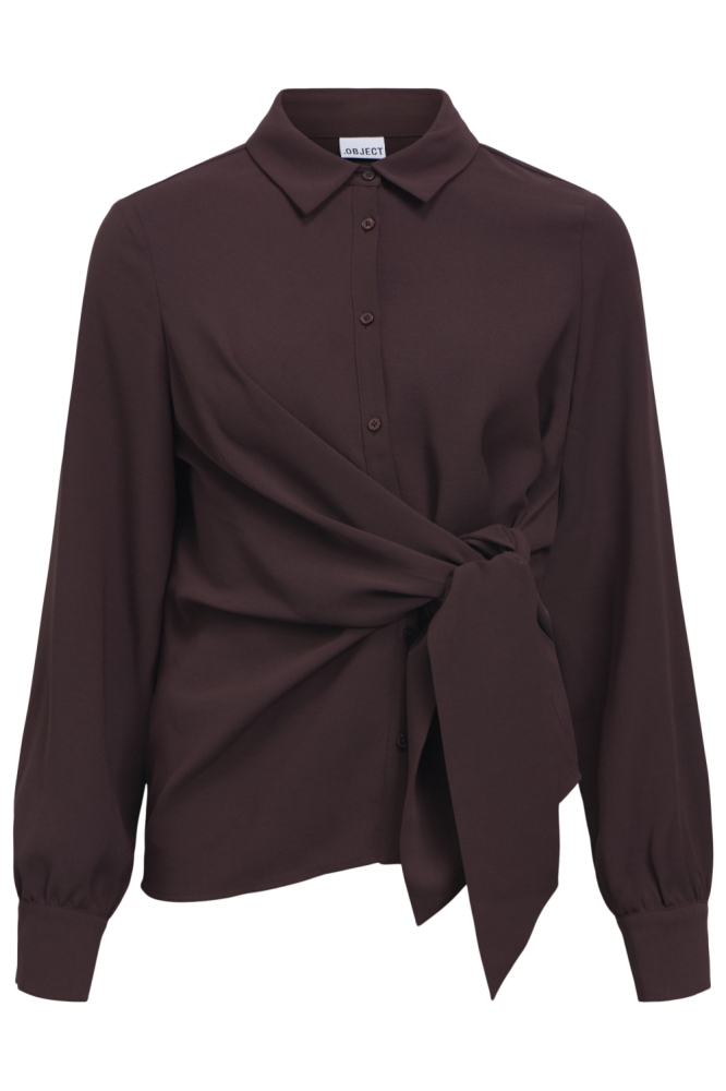 Object bordeaux dames blouse | Vooraanzicht