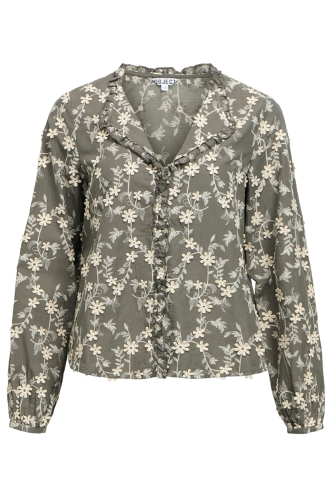 Object grijze dames blouse | Vooraanzicht