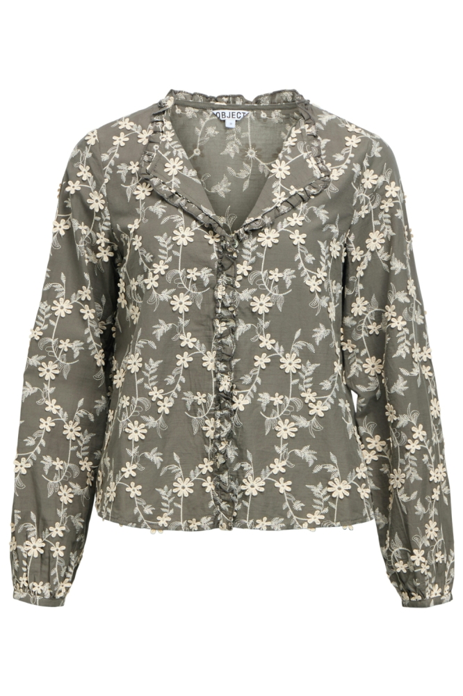 Object grijze dames blouse | Vooraanzicht