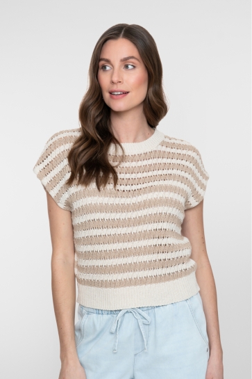 Geisha T-shirt PULLOVER MET STREEPPATROON 64362 70 Sand/Off White