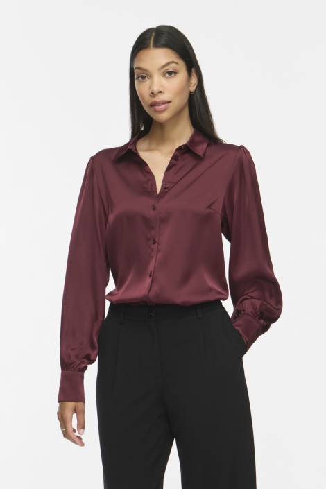 Vila bordeaux dames blouse | Model vooraanzicht