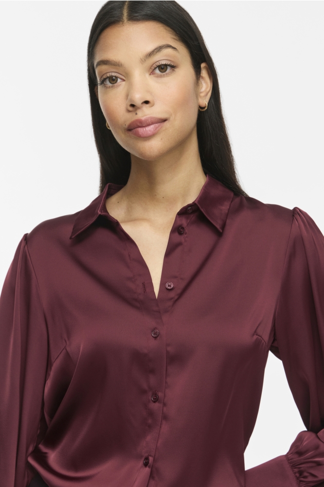 Vila bordeaux dames blouse | Close up