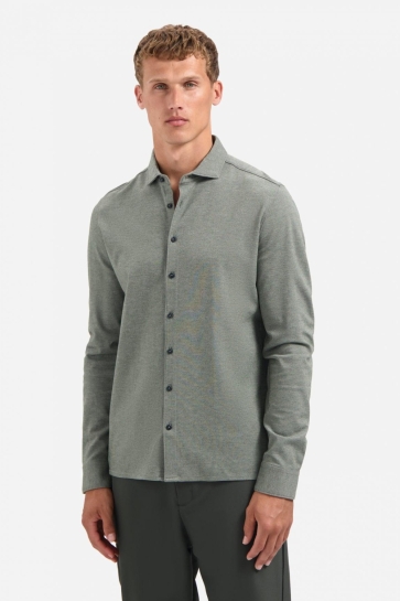 NO-EXCESS Overhemd JERSEY OVERHEMD IN MELANGE KLEUR 29410880 Dark Green