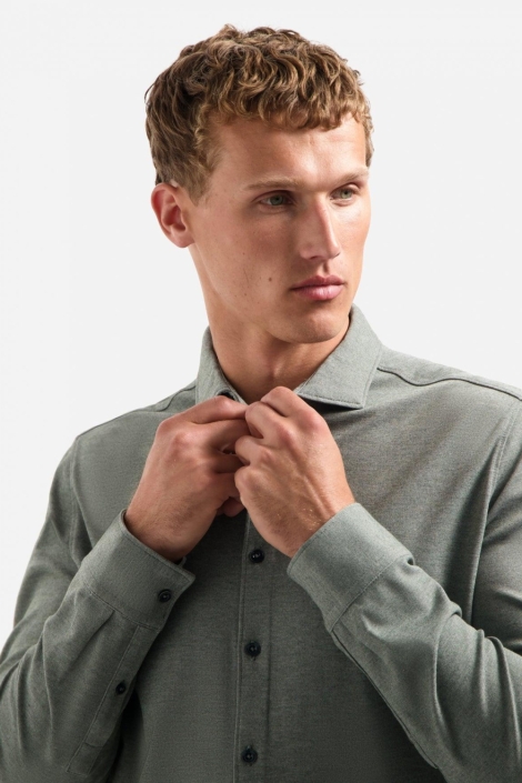 NO-EXCESS groene heren overhemd | Close up