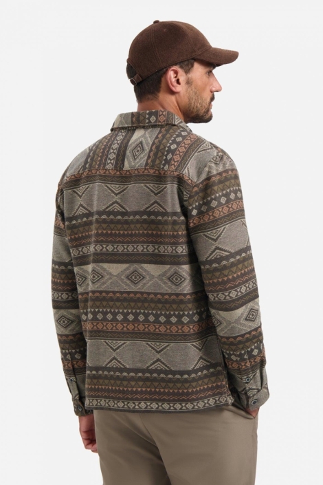 NO-EXCESS taupe heren overhemd | Model achteraanzicht
