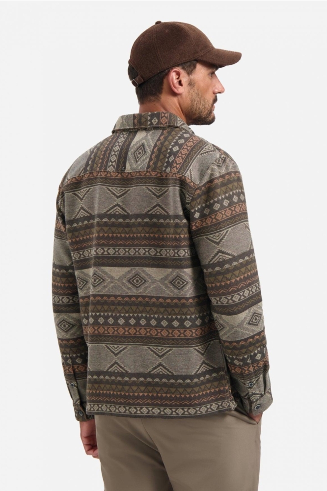 NO-EXCESS taupe heren overhemd | Model achteraanzicht