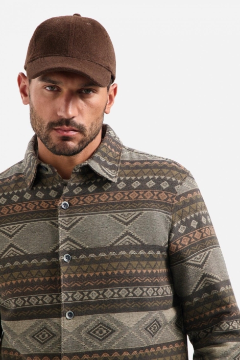 NO-EXCESS taupe heren overhemd | Close up