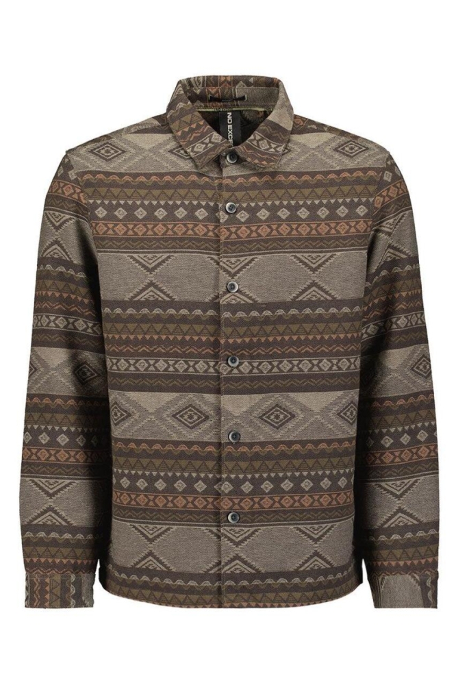 NO-EXCESS taupe heren overhemd | Vooraanzicht