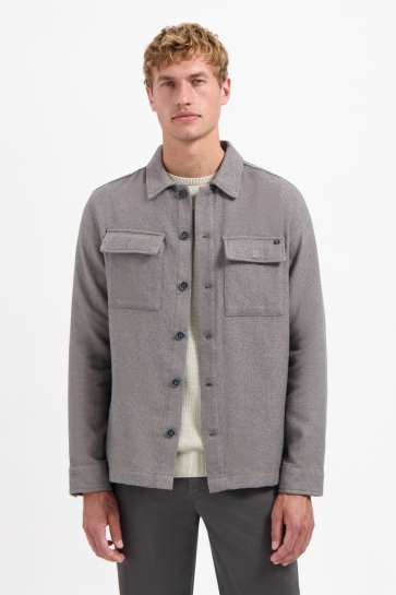 NO-EXCESS overshirt full button stretch Grijs