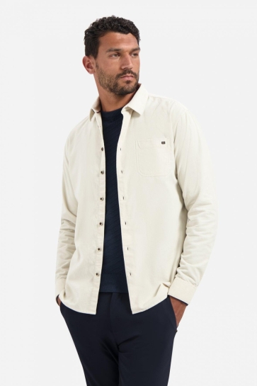 NO-EXCESS shirt solid fine herringbone Beige