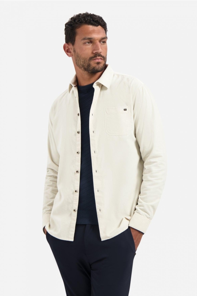NO-EXCESS beige heren overhemd | Model vooraanzicht