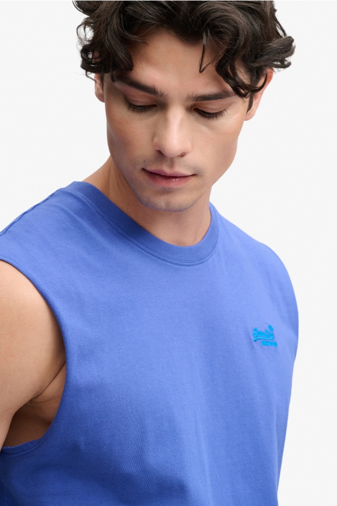 Superdry blauwe heren t-shirt | Close up
