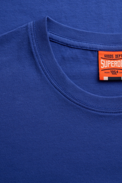Superdry blauwe heren t-shirt | Close up